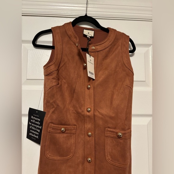 Tuckernuck Cognac Suede Ollie Dress XS Mocha Brown NWT - Picture 3 of 9